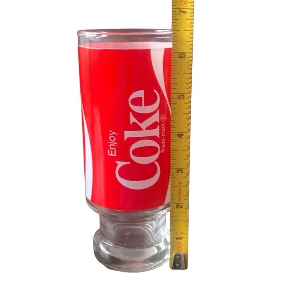 Vintage Coca-Cola Enjoy Coke Footed Pedestal Tumbler Glass Cup Nostalgia - Picture 13 of 14